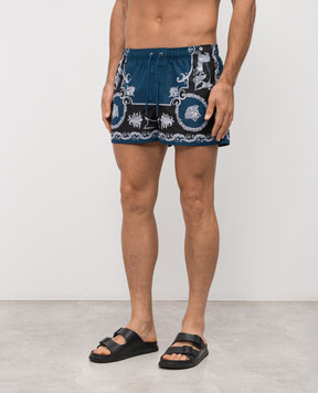 Versace Сині шорти для плавання в принт Hall of Heroes 10188831A16826