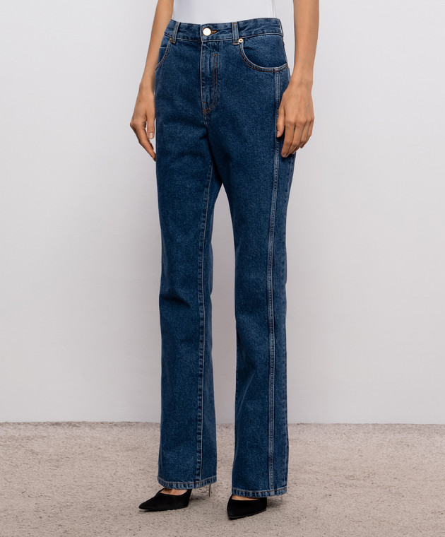 Balmain Синие джинсы клеш с патчем логотипа HF1MI071DG08 изображение 3