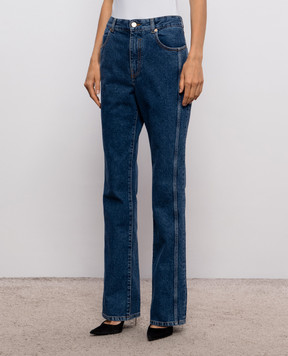 Balmain Сині джинси кльош з патчем логотипа HF1MI071DG08