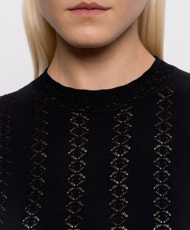 Twinset Черное платье с ажурным узором 262TP3120 изображение 4