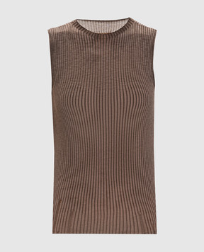 UMA WANG Коричневий вовняний топ у рубчик UK7112