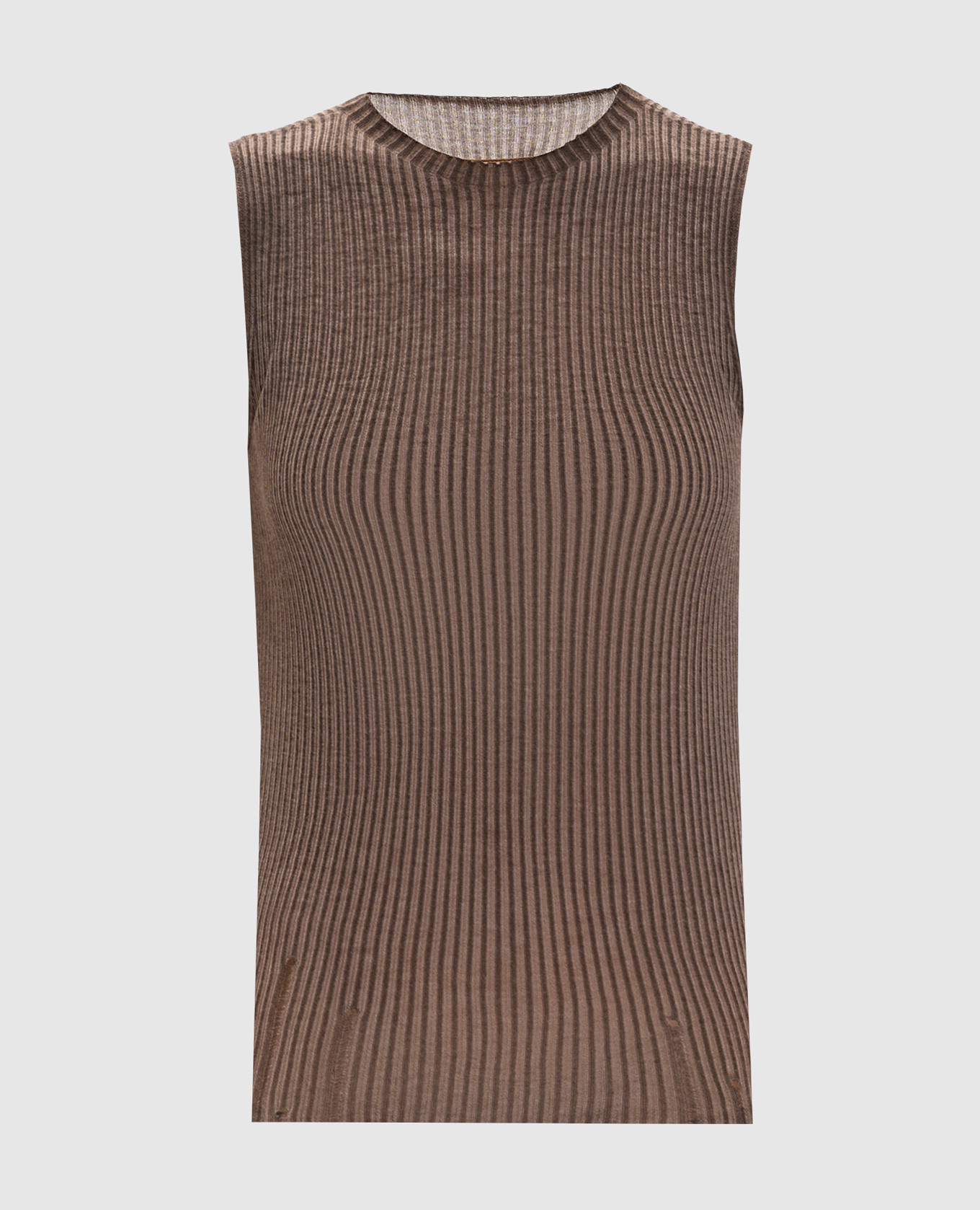 Коричневый шерстяной топ в рубчик
