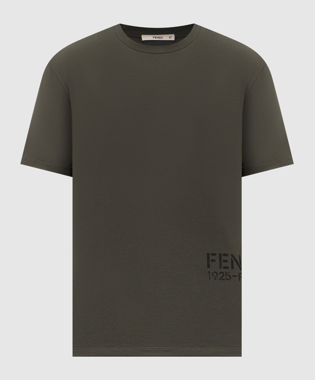 Fendi Футболка кольору хакі з принтом FY1370B19Q