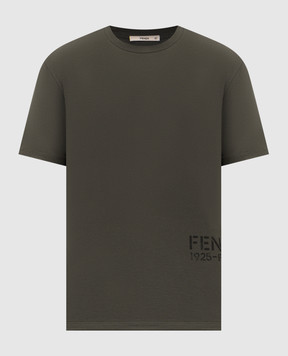 Fendi Футболка цвета хаки с принтом FY1370B19Q