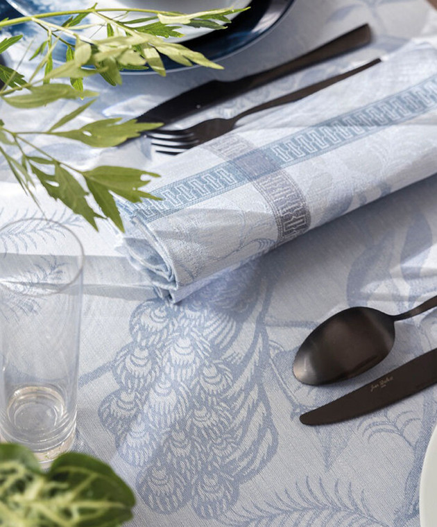 Le Jacquard Fraincais Блакитна серветка À l'orangerie з льону 30555 зображення 2
