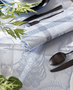 Le Jacquard Fraincais Блакитна серветка À l'orangerie з льону 30555