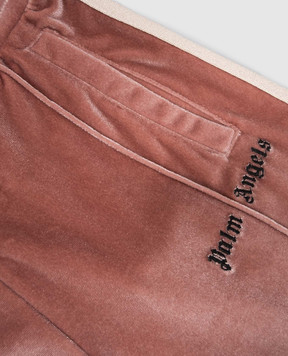 Palm Angels Детские розовые велюровые спортивные брюки с логотипом PGCJ012F25FLE001412