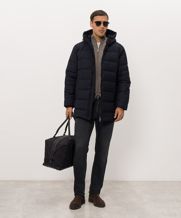 Trussardi Синя стьобана куртка з вишивкою емблеми 8005M000031NMO811N18 зображення 2