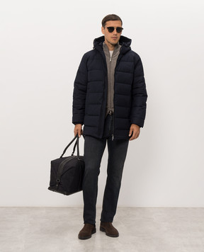 Trussardi Синя стьобана куртка з вишивкою емблеми 8005M000031NMO811N18