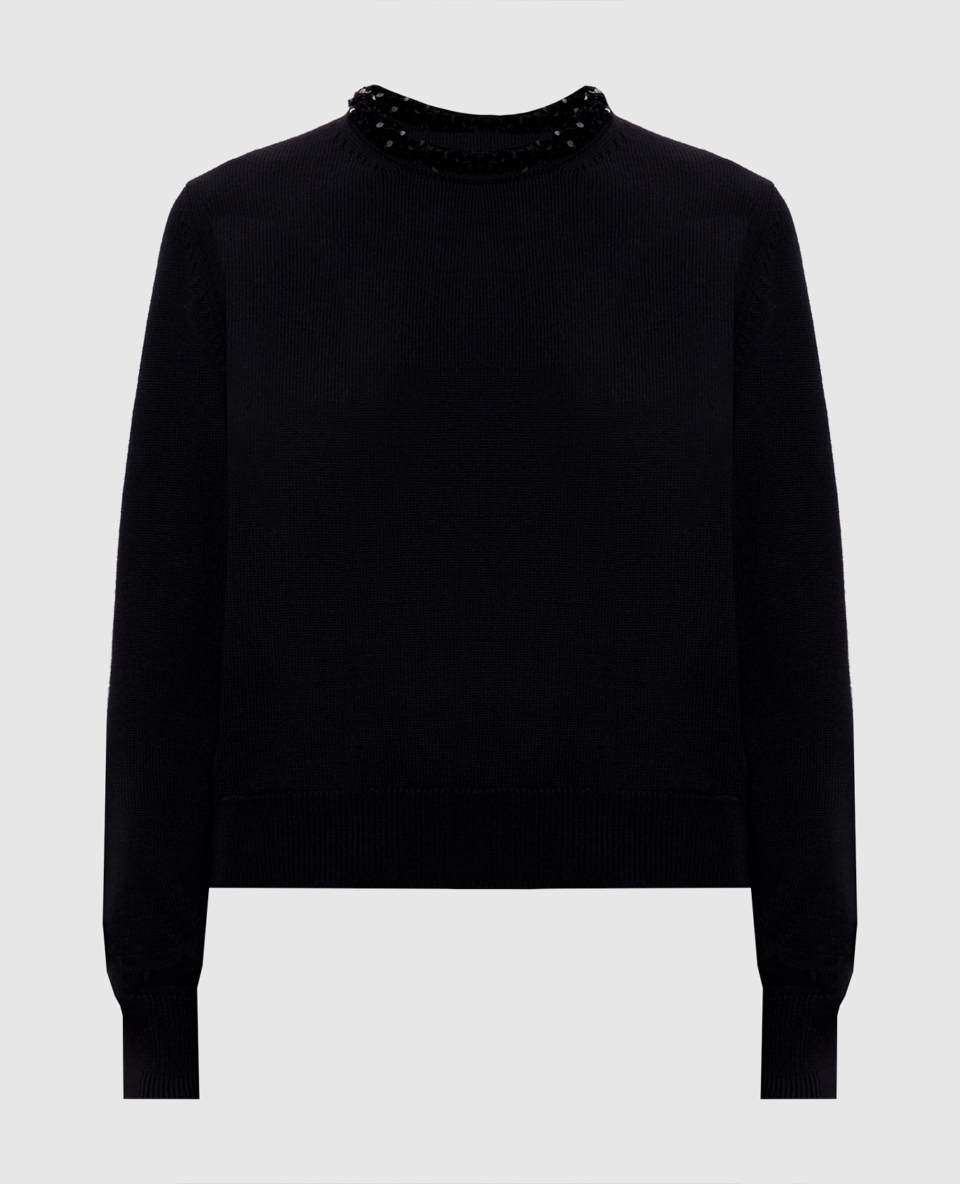 Черный свитер из шерсти с пайетками