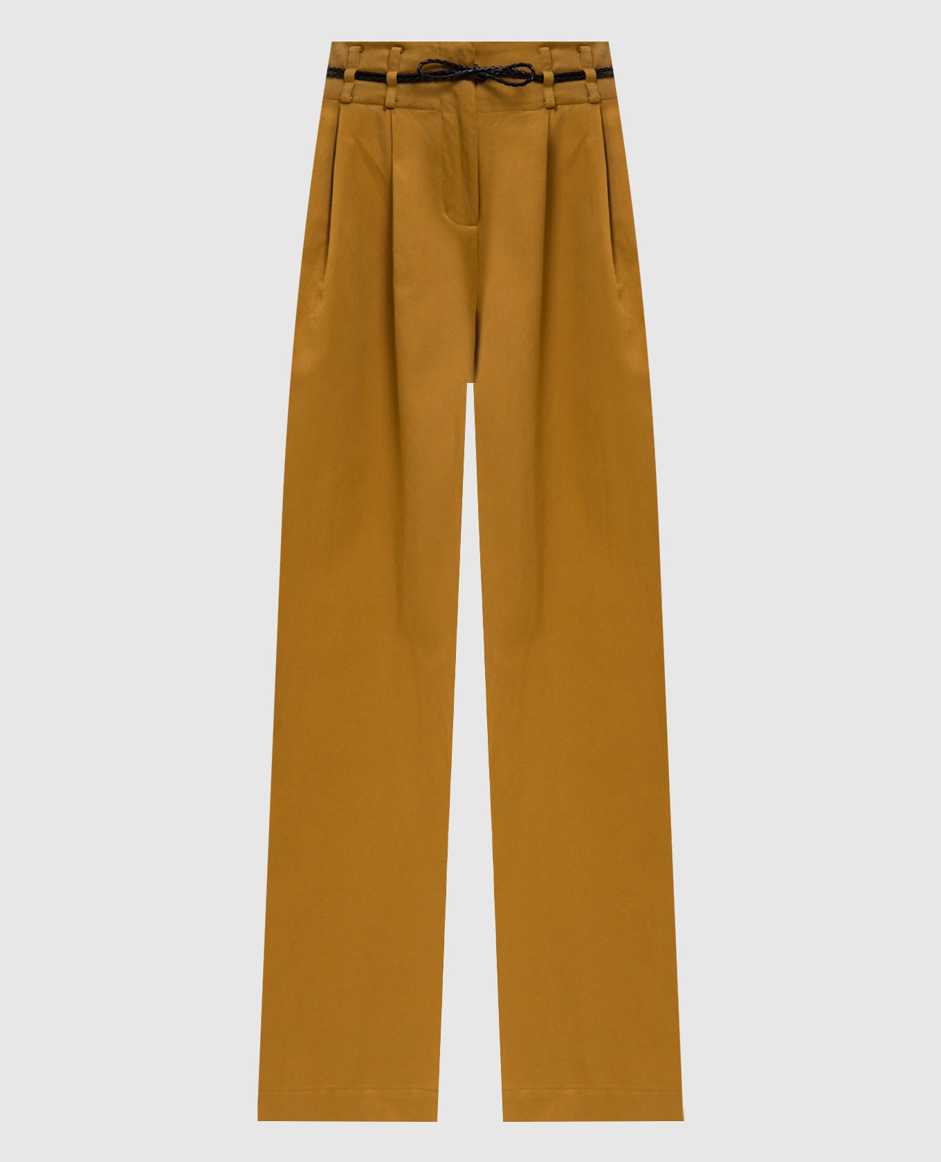 Коричневі штани з льоном