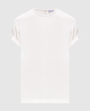 Brunello Cucinelli Білий топ із шовку з ланцюжком моніль M0C59DE310