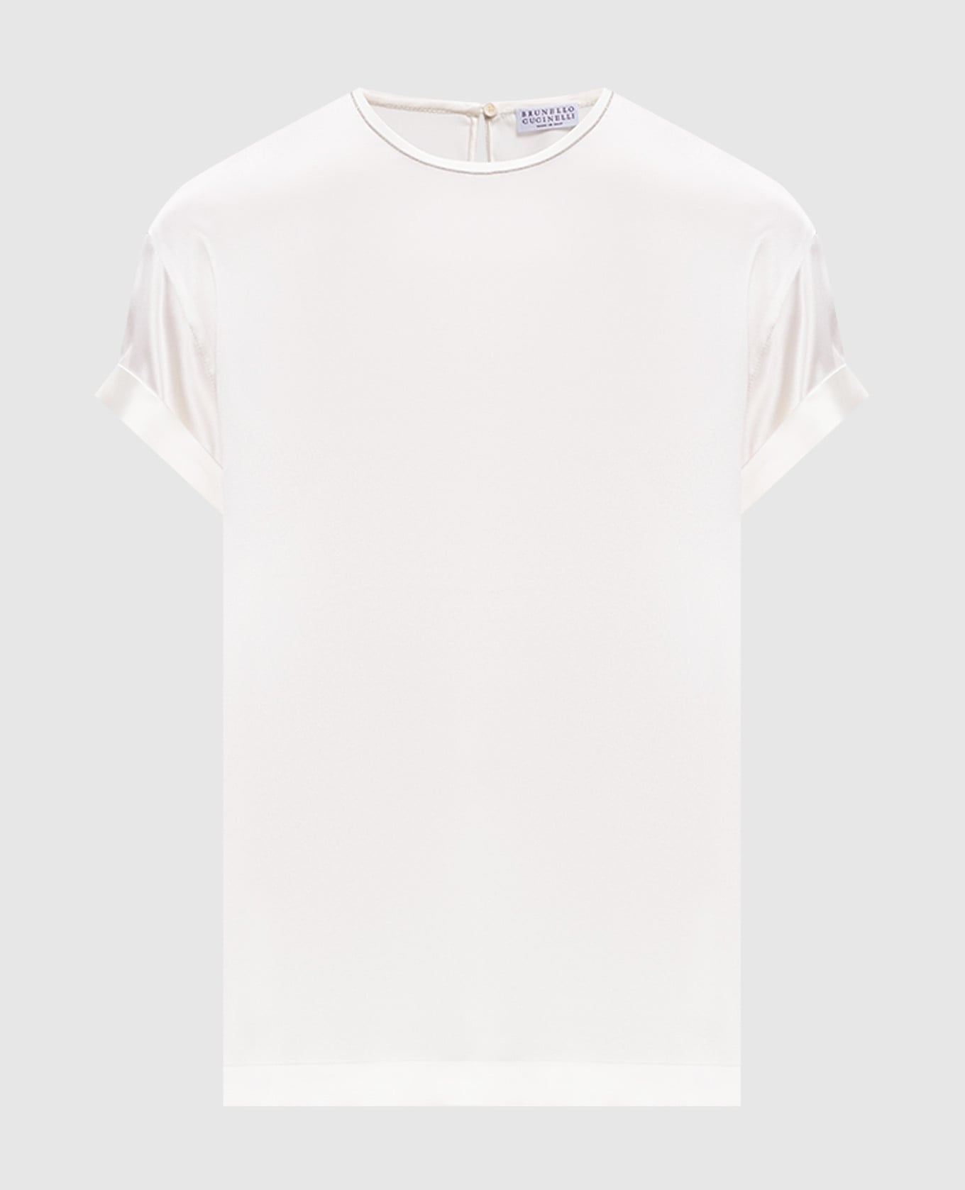 Белый топ из шелка с цепочкой мониль