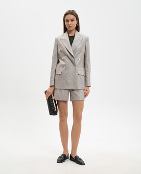 Marco Pescarolo Бежевый двубортный жакет Afrodite из шелка и кашемира AFRODITED5387