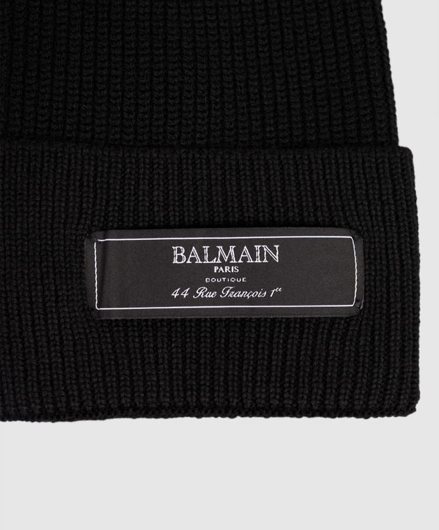 Balmain Чорна шапка з вовни HH1XC050KK35 зображення 4