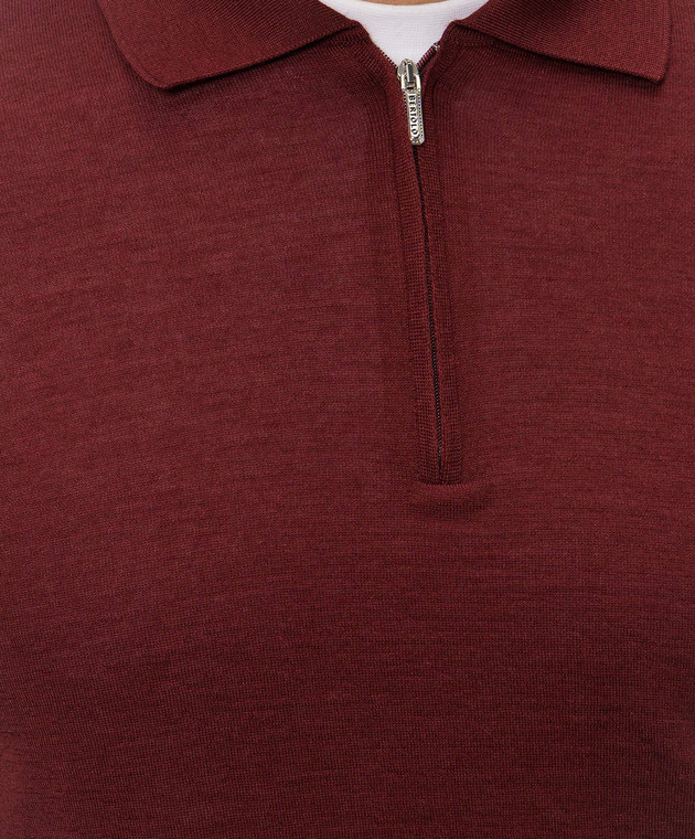 Bertolo Cashmere Бордовое поло из шерсти и шелка с молнией 90083700000658 изображение 5