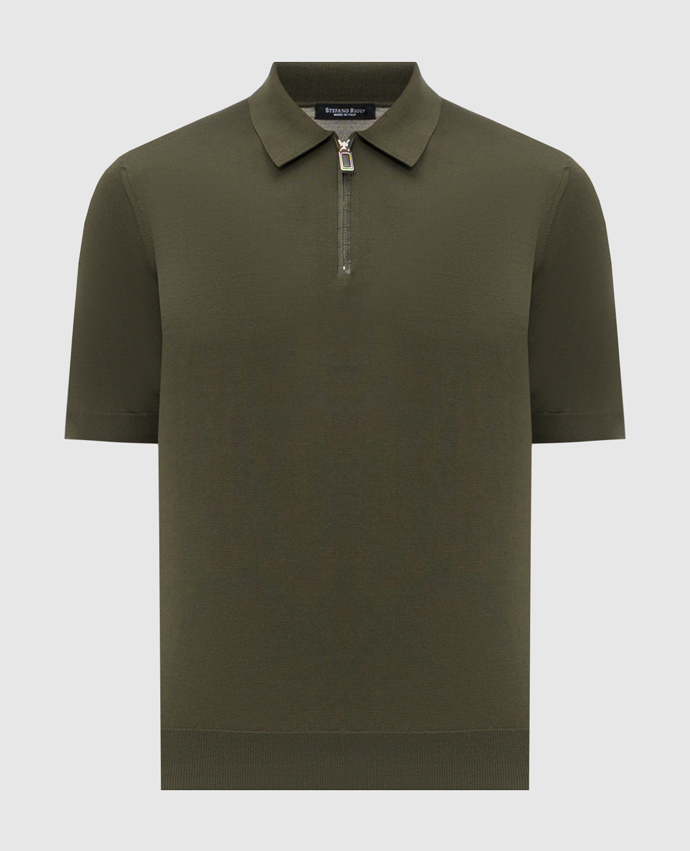 Зеленое поло из шелка с кожей крокодила