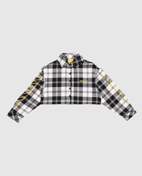 Off-White Дитяча сіра укорочена сорочка в клітинку 44GGA01CF5F001