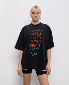 Vetements Черная футболка Seven Sins ME76TR196BXw