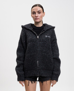 Alexander Wang Черный кардиган с шерстью с логотипом UKC4253059