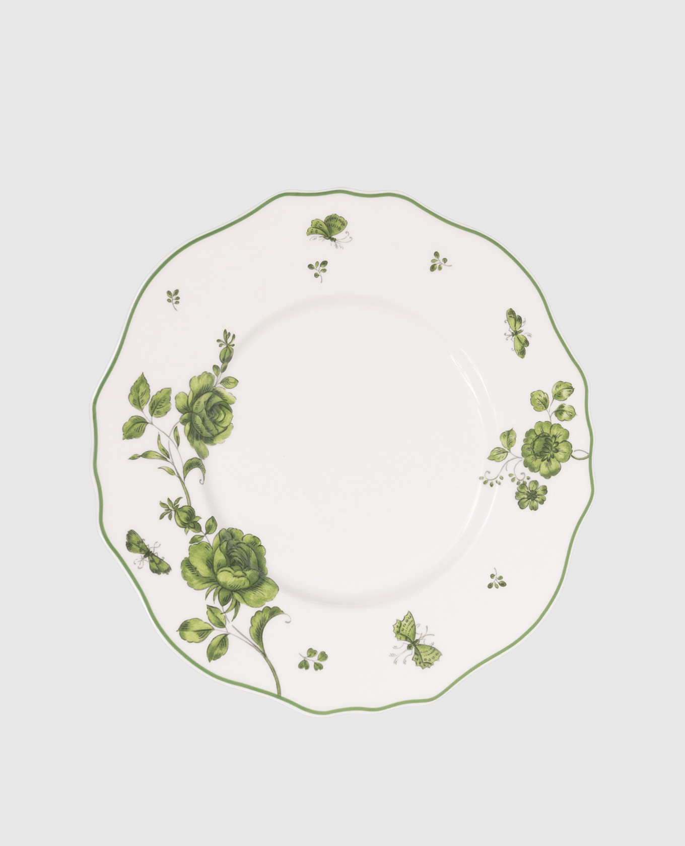 Біла порцелянова обідня тарілка Rosa Rosae