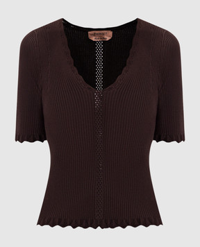 Twinset Коричневый топ с логотипом 261TT3123