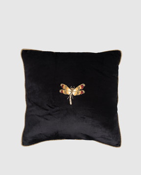 Les Ottomans Черная декоративная бархатная подушка EBC8050X50