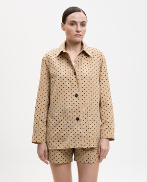 Max Mara Коричневая рубашка с леном в горох MSTPANINO