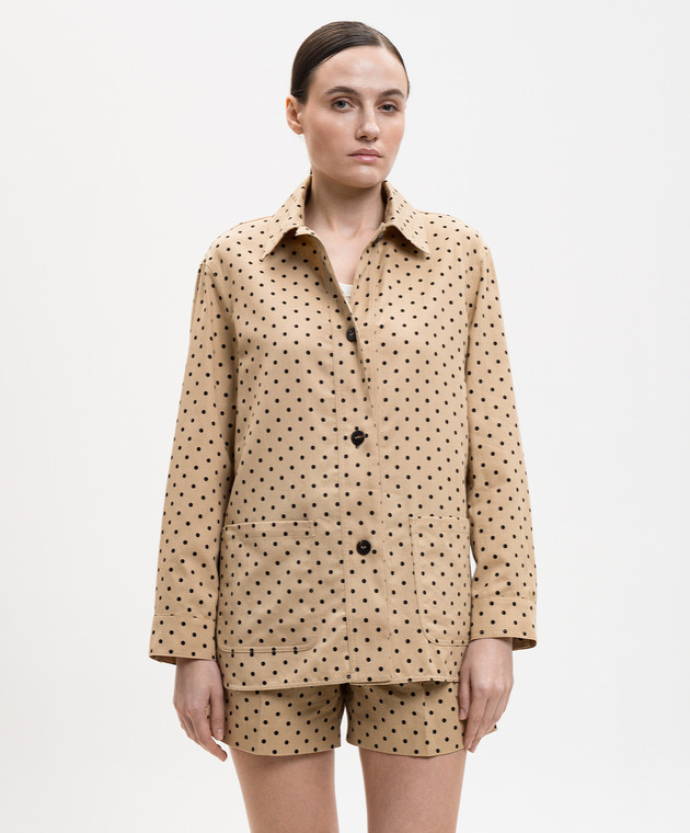 Max Mara Коричневая рубашка с леном в горох MSTPANINO изображение 3