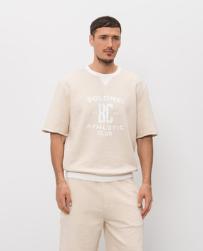 Brunello Cucinelli Бежевая футболка с брендовым принтом MR8313378G