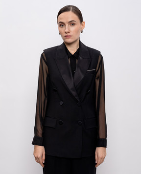 Peserico Чорний двобортний жилет з вовни E038505815A