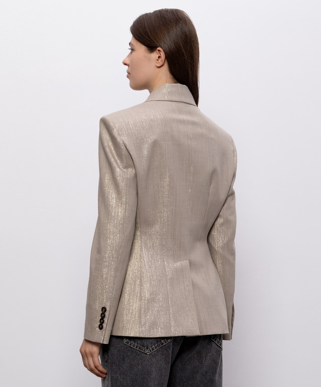 Brunello Cucinelli Бежевый двубортный жакет с люрексом MG5177241P изображение 4