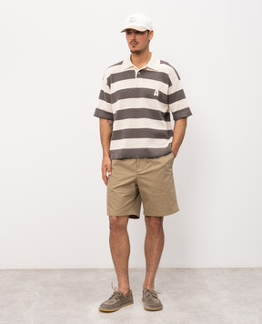 Ami Paris Бежевые шорты с фактурной эмблемой HSO835CO0132