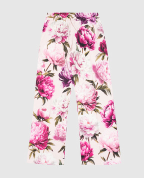 Dolce&Gabbana Детские розовые спортивные штаны в цветочный принт L5JPJ5G7QWQ36