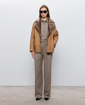 Babe Pay Pls Двухсторонняя коричневая дубленка 2633MERINO