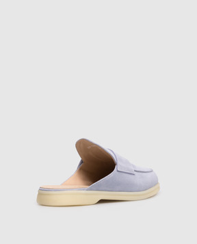 Babe Pay Pls Блакині замшеві мюлі з гравіюванням логотипа 231108ZA