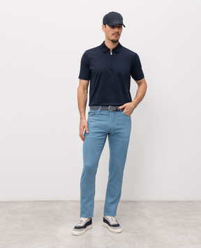 Enrico Mandelli Голубое поло с нашивкой логотипа 3K057A5677