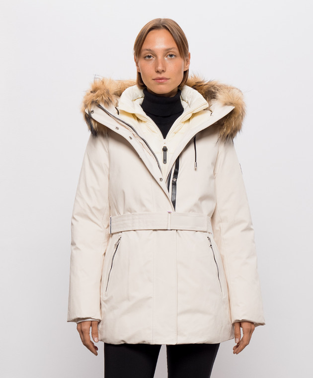 Mackage Бежева пухова куртка Jeni з хутром єнота JENIFZ зображення 3