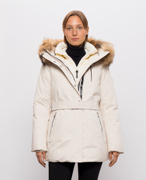 Mackage Бежева пухова куртка Jeni з хутром єнота JENIFZ