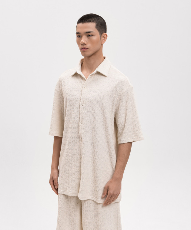 Off-White Бежева махрова сорочка у візерунок логотипа OFF 44MGG013C9J0010 зображення 3
