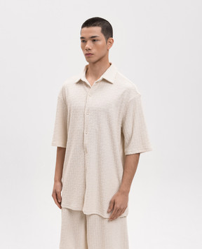 Off-White Бежева махрова сорочка у візерунок логотипа OFF 44MGG013C9J0010