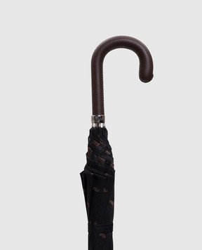 Pasotti Черный зонтик-трость с узором OMITUO478SQ58801