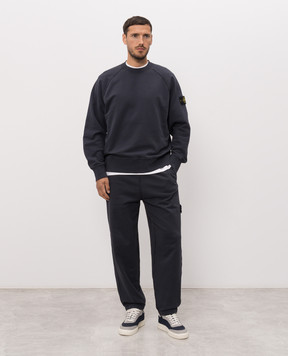 Stone Island Синий свитшот с патчем логотипа L2S156100008S0051