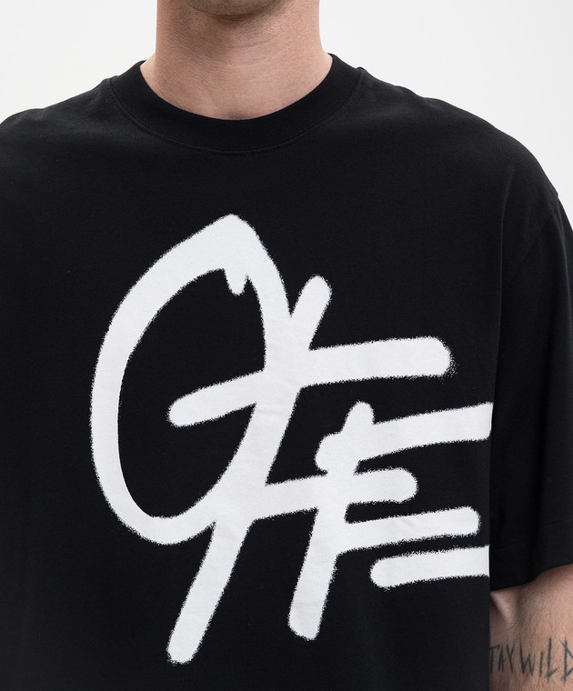 Off-White Черная футболка с принтом логотипа Spray 44MAA120S26J00L изображение 5