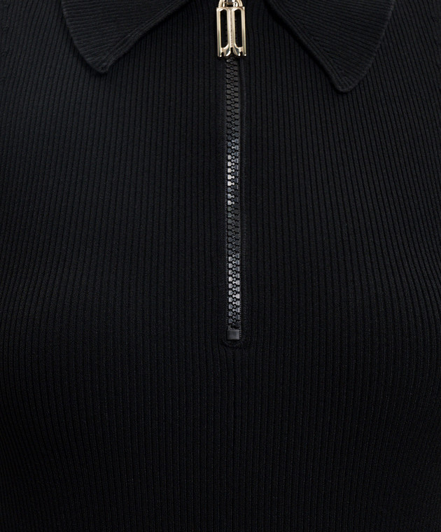 Victoria Beckham Чорна сукня міді Mira в рубчик 1226KDR007282A зображення 4