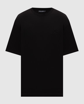 Dolce&Gabbana Чорна футболка з фактурною монограмою логотипа DG G8PN9ZG7P7V