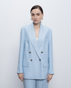 Peserico Блакитний двобортний жакет з льону A0121502606