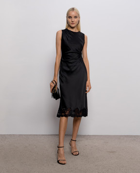 Ermanno Scervino Черное платье миди с кружевом D492Q332APXZV