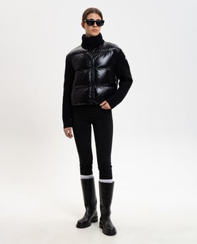 Moncler Чорна пухова куртка з вовною та кашеміром L10939B00019M4281