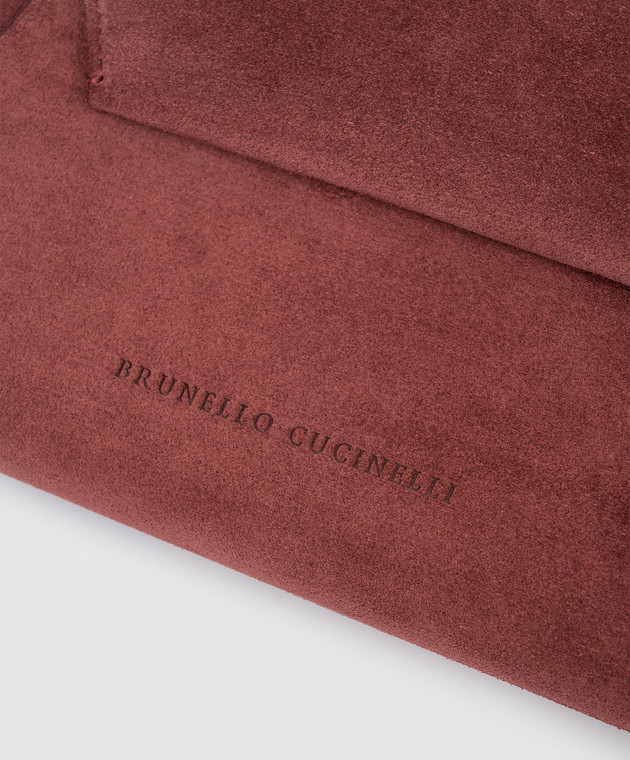 Brunello Cucinelli Бордовий замшевий клатч з тисненням логотипа MWDLD2722P зображення 4